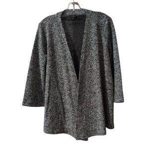 Ann Taylor Cardigan Memo Jacket Collarless Open Front Office Coat 3/4 Sleeves
